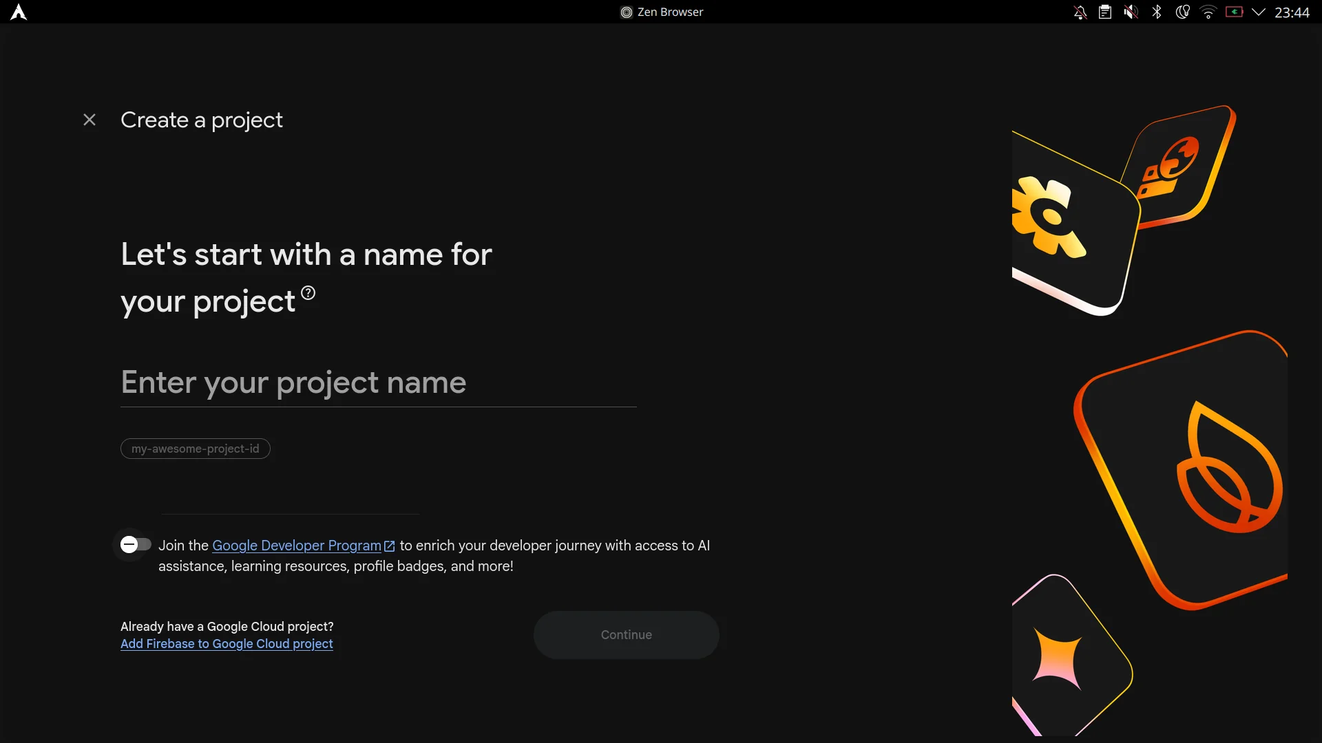 Enter project name