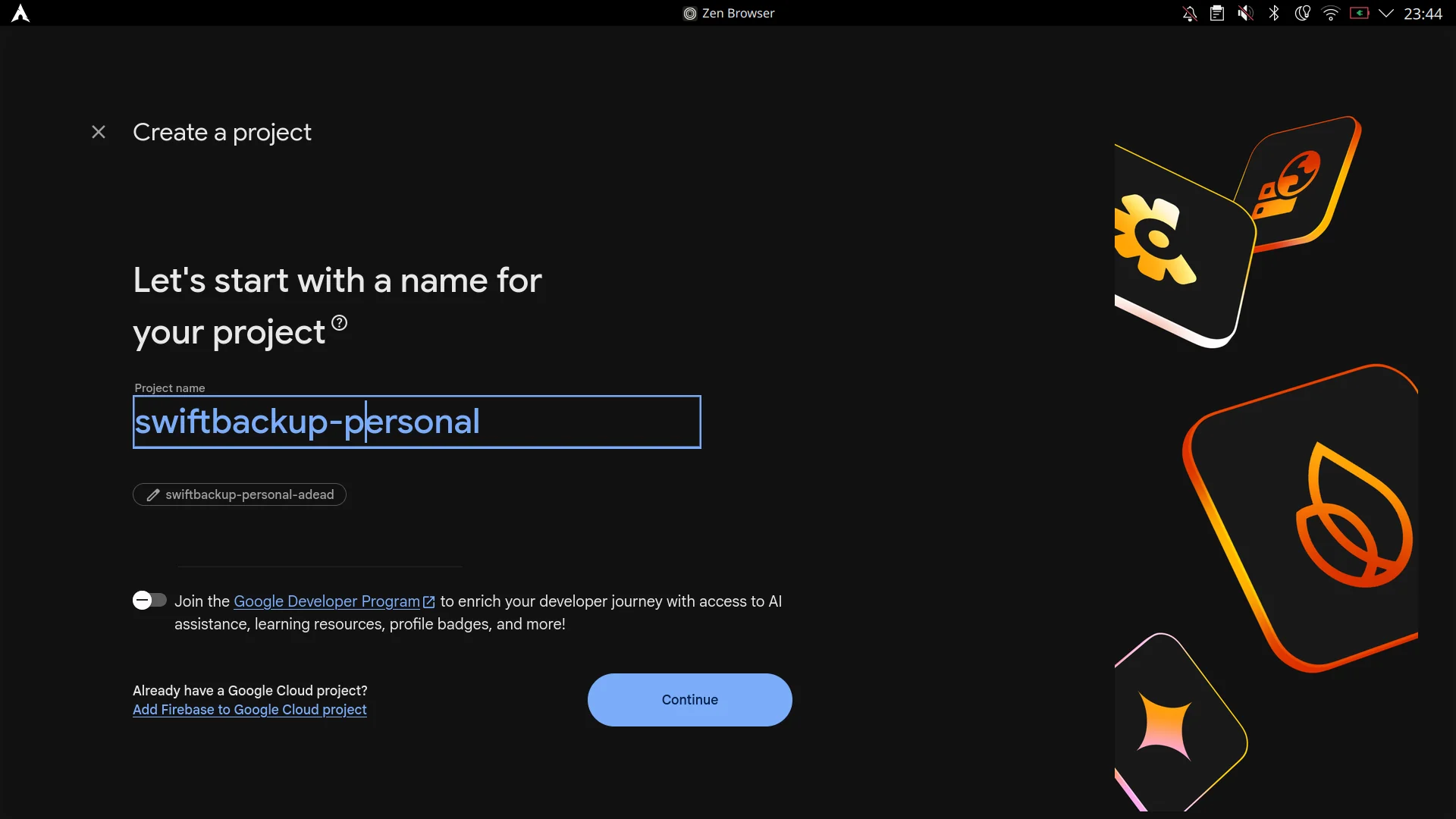 Confirm project name