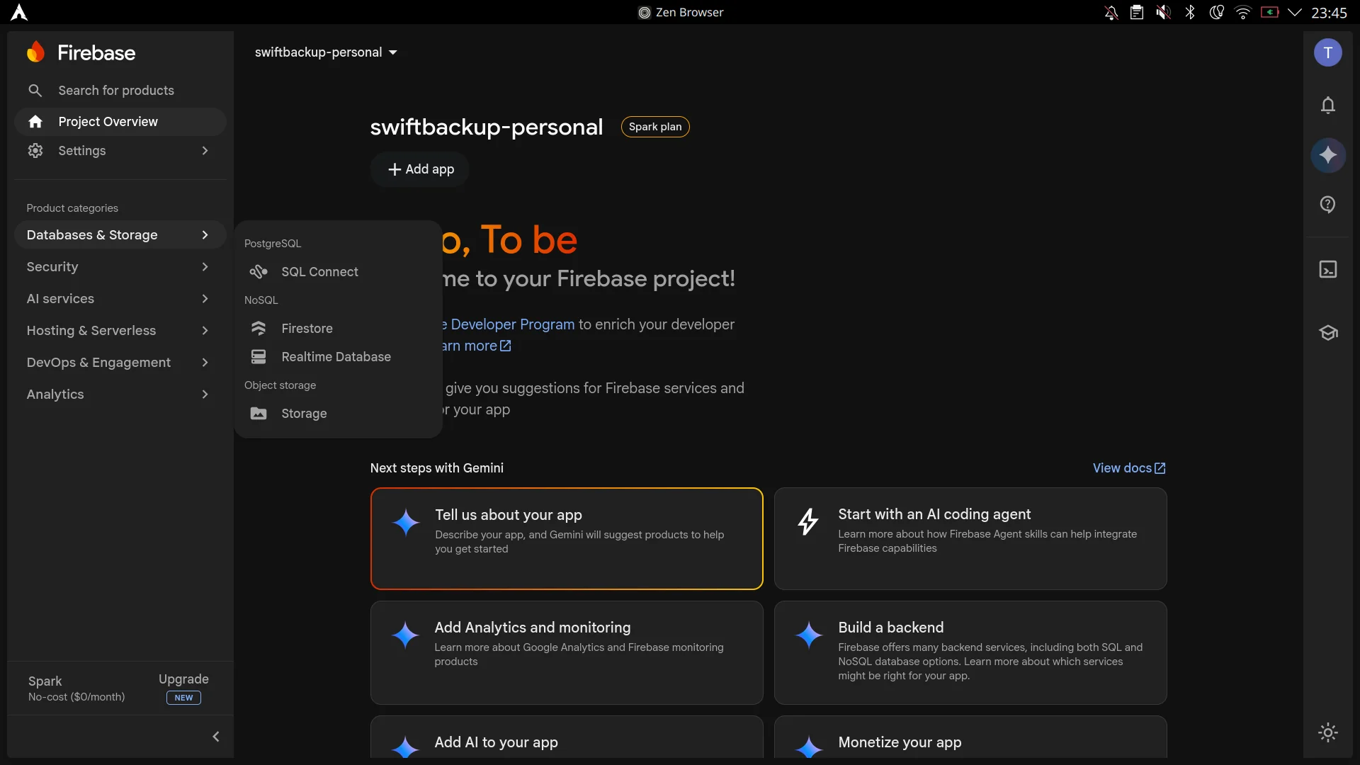 Navigate to Realtime Database