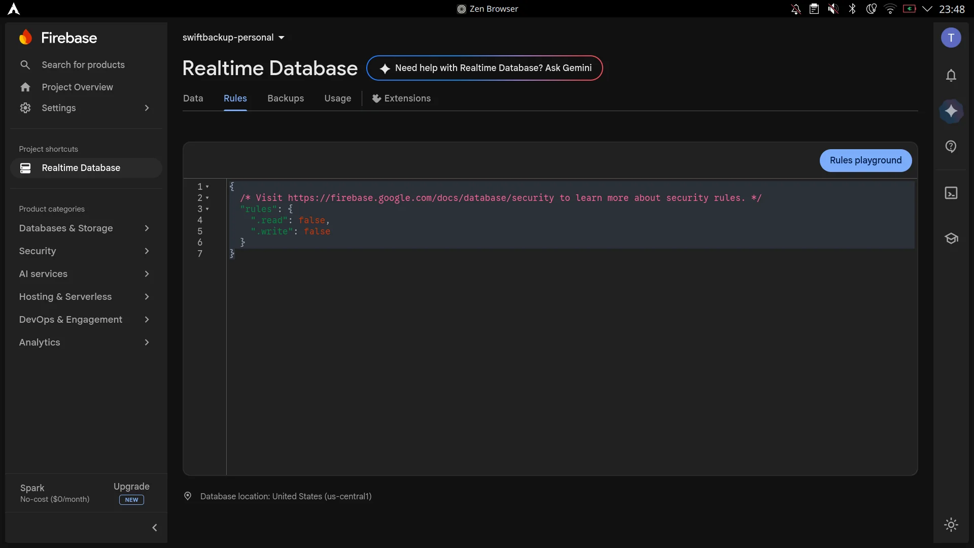 Rules tab default