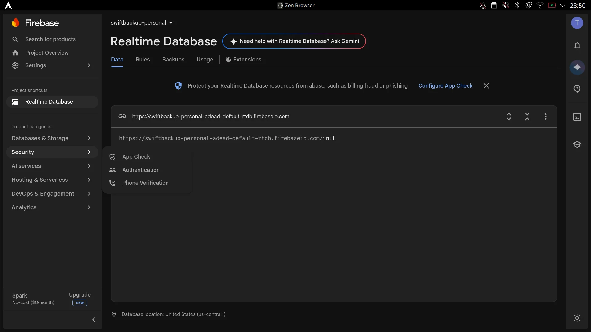 Copy Database URL
