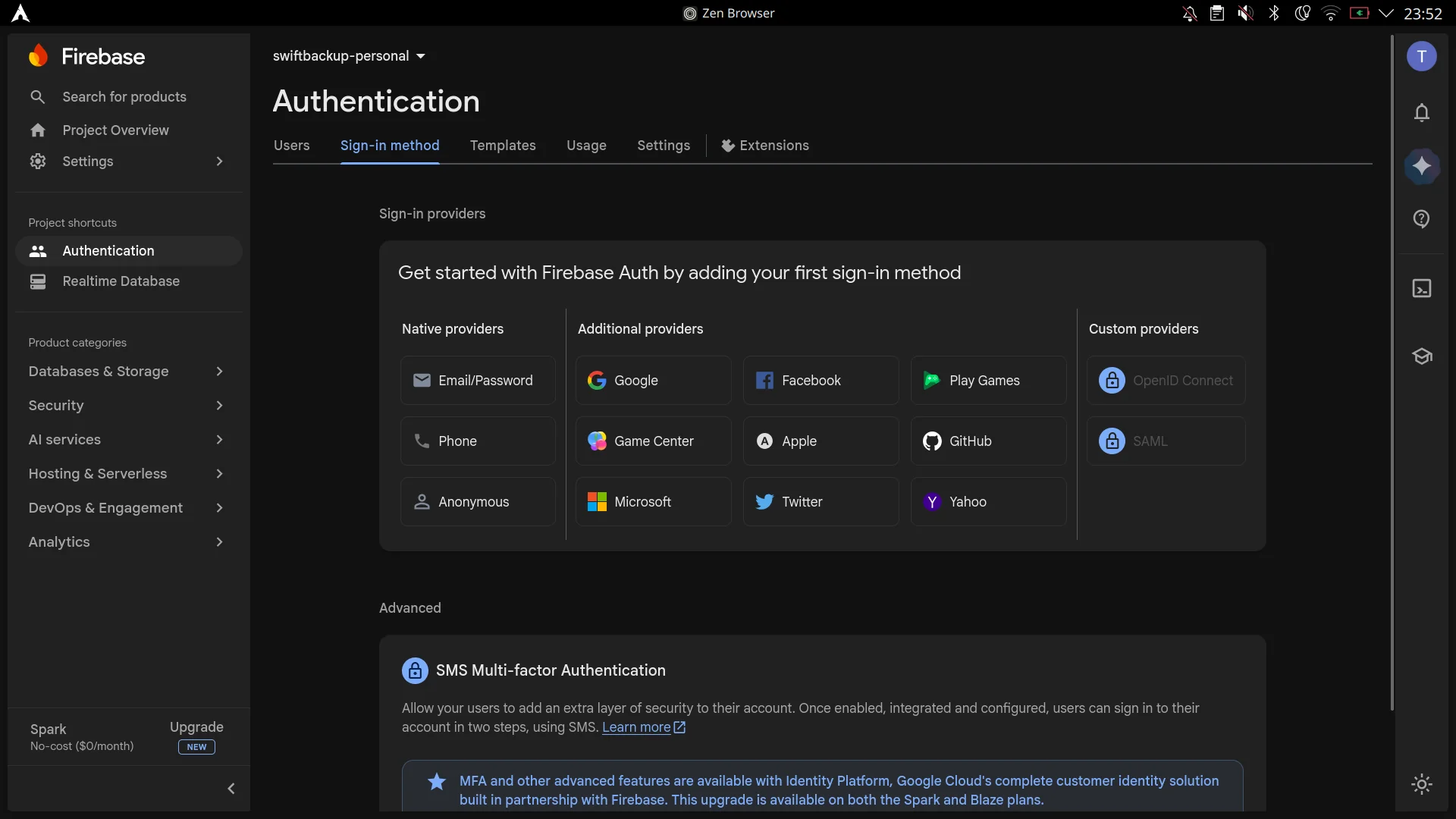 Select Google Sign-in provider