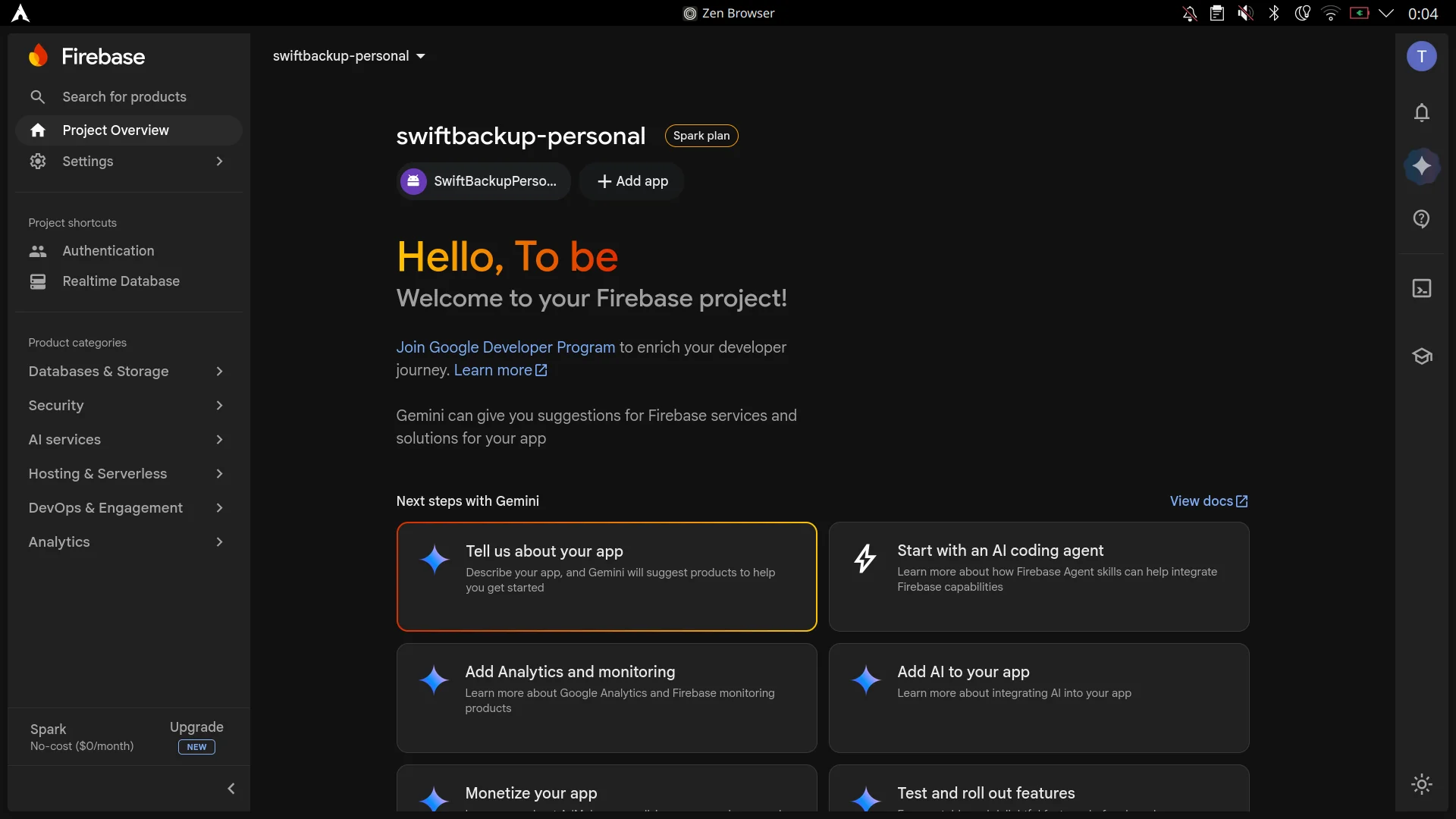 App registered on Overview