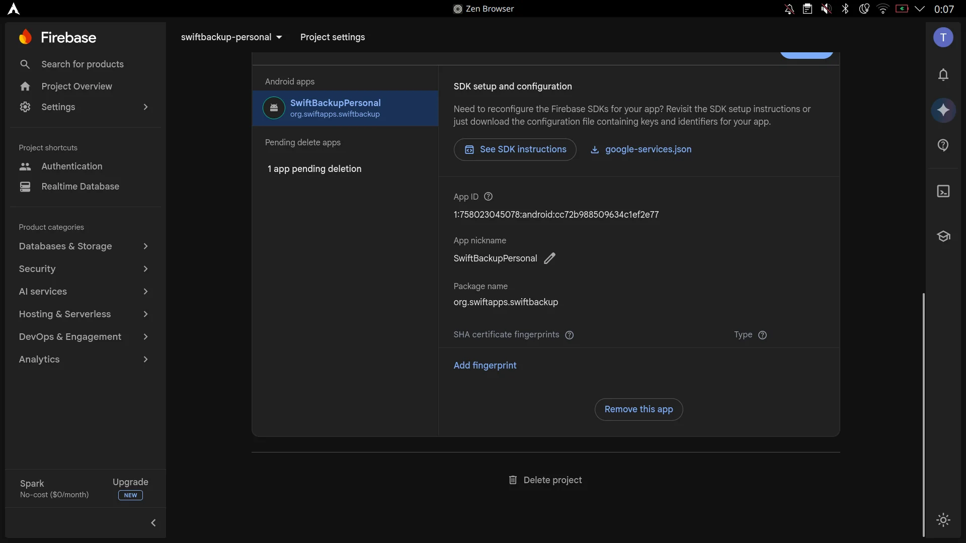 Add SHA-1 fingerprint
