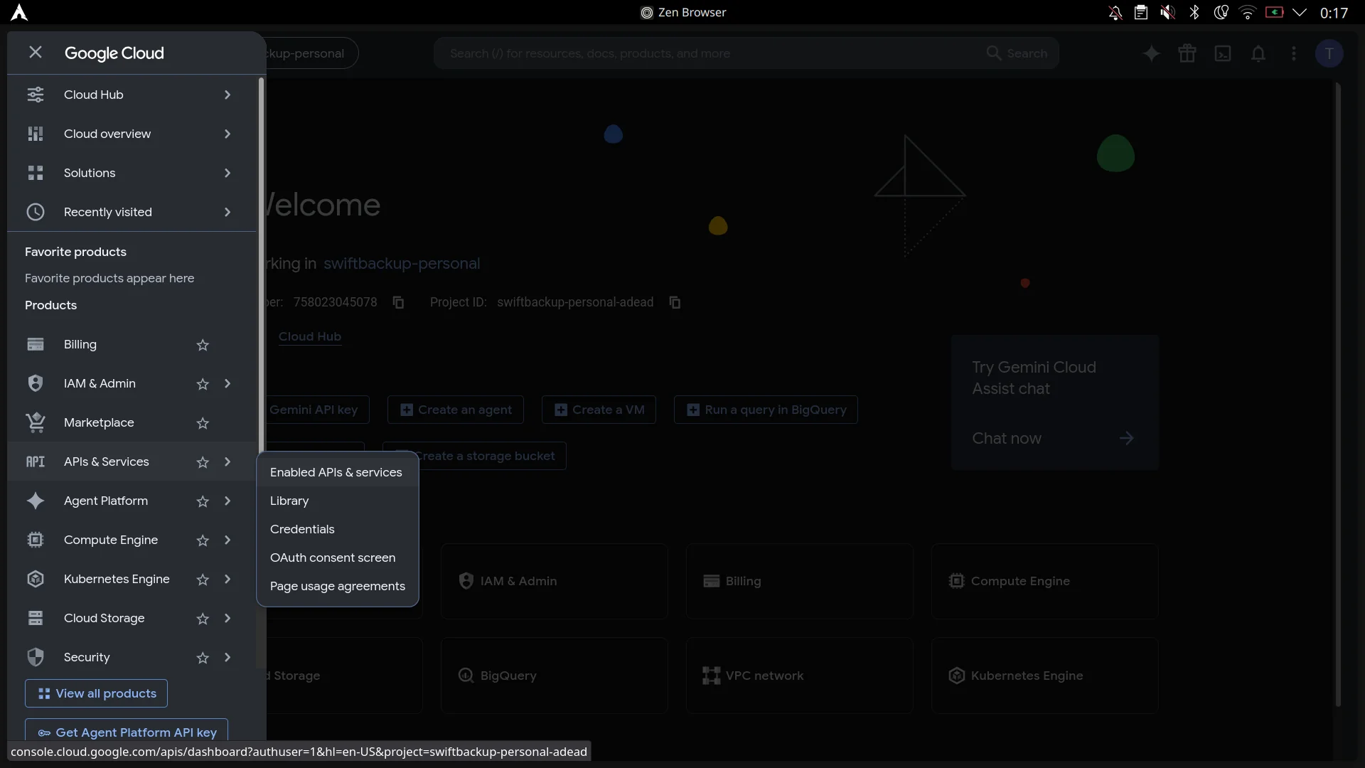 Navigate to Credentials