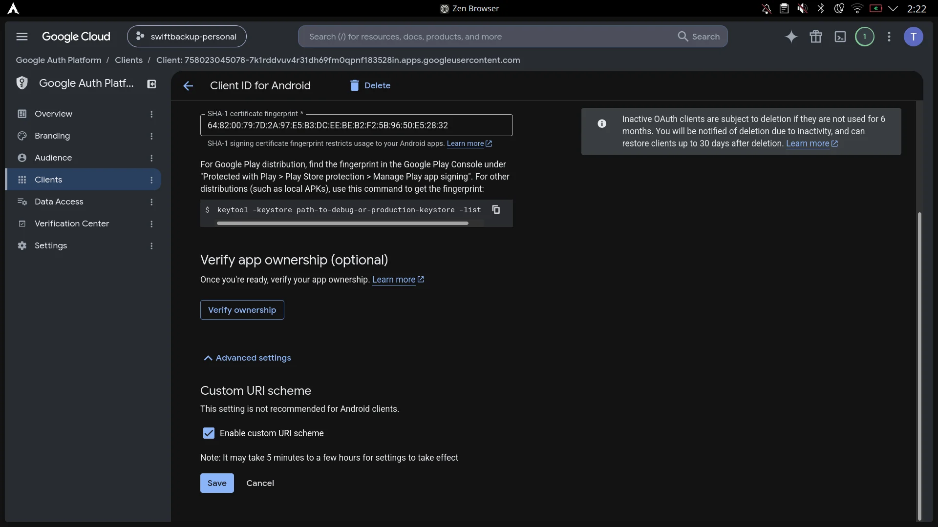 Enable Custom URI Scheme